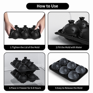 Plateau à glaçons étoile bricolage étanche <span class=keywords><strong>de</strong></span> qualité supérieure avec entonnoir sans BPA grand moule à boules <span class=keywords><strong>de</strong></span> glace en silicone à 6 cavités pour <span class=keywords><strong>whisky</strong></span> - Product Image 2