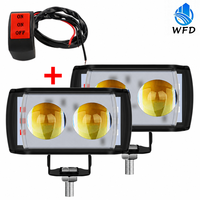 Phare LED universel 12V pour moto à double lentille, faisceau spot ultra-lumineux blanc/jaune, éclairage de conduite et antibrouillard, vente directe usine