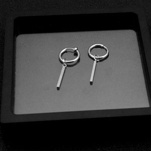 Boucles d'oreilles pendantes géométriques simples, style hip-hop punk, plaqué argent, unisexe, bijoux tendance, vente en gros - Product Image 2