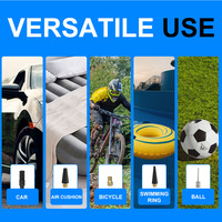 80W Portable Mini Electric Bicycle Air Pump LED Display Digital Tire Inflator Outdoor Emergency Light SUV Car Tyres ABS Material