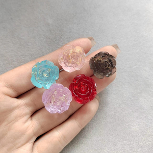 100 pièces de fleurs en résine dorée scintillante de 18 mm, à dos plat, roses, embellissements, cabochons, bricolage, scrapbooking, fabrication de cartes - Product Image 1