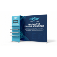 Comptoir promotionnel en bois et aluminium facile à monter avec impression par sublimation pour stands de salons professionnels et stands d'exposition portables