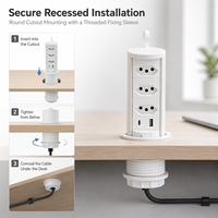 Tour de prises de bureau encastrable avec 3 prises brésiliennes de type N, USB-A et USB-C