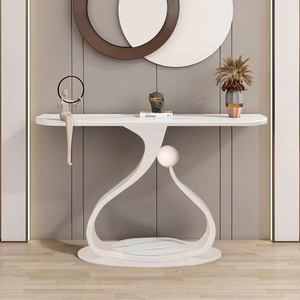 Luce stile di lusso in acciaio inox lastra di roccia <span class=keywords><strong>bianco</strong></span> foyer tavolo arte moderna console <span class=keywords><strong>da</strong></span> tavolo <span class=keywords><strong>soggiorno</strong></span> mobili - Product Image 1