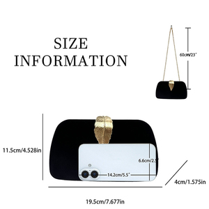 Pochette de soirée en velours avec fermeture à plumes dorées, sac à bandoulière à chaîne détachable, sac à main rigide pour femme pour mariage et soirée - Product Image 4