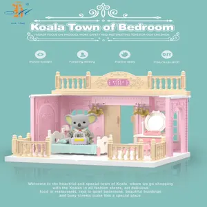 Koala yatak odası sahneler DIY bebek evi oyuncak oyna pretend bebek evi kızlar için çeşitli sahneler seçmek için kız oyuncak hediye seti