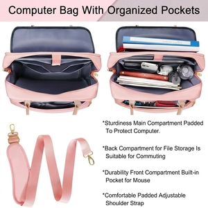 Maletín Convertible para ordenador portátil para <span class=keywords><strong>mujer</strong></span>, elegante, con correa para el hombro, grande, de lujo, maletín para ordenador portátil - Product Image 4