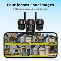 Caméra solaire PTZ VESAFE AI 20MP à quatre objectifs 360° °   Caméra de surveillance extérieure sans angle mort, enregistrement 24/7, WiFi/4G LTE