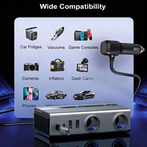 สายชาร์จในรถยนต์แบบยืดหดได้ ช่องเสียบจุดบุหรี่แบบสองพอร์ต พร้อมสายชาร์จแบบยืดหดได้ รองรับการชาร์จเร็ว PD พร้อมสวิตช์แยกอิสระ 120W <span class=keywords><strong>GC11</strong></span> - Product Image 6