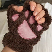 Mode filles ravissantes patte de chat en peluche mitaines chaud doux en peluche court sans doigts femmes loisirs ours chat mitaine demi-doigt cadeaux