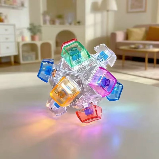 12 Keys LED Light-up Fidget Cube Toy Glowing Mechanical Keyboard Button Decompression Toy Colorful Press Sensory Stress Gift