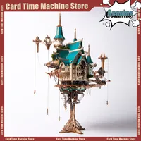 Kit de construction de château féerique à vapeur Cat Fantasy, modèle de diorama, puzzle 3D en bois semi-fini, jouet DIY, cadeau d'anniversaire, maison de poupée