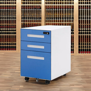Meuble de rangement mobile blanc à 3 tiroirs, armoire métallique mobile pour bureau, classeur à 3 tiroirs, meuble de classement mobile - Product Image 5