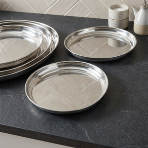 Stainless Steel Eco Friendly Serving <b>Tray</b> <b>Mirror</b> Finish Heavy Duty Platter Dishwasher Safe Snacks Desserts Hotel Restaurant Home - Product Image 2