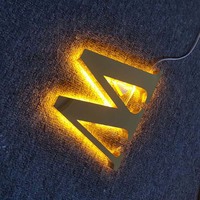 Señalización de acero inoxidable pulido, Led 3D, iluminada, Canal retroiluminado para pared