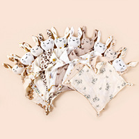 Nouvelles Motifs Cœur Ours Étoile Couverture Réconfortante Adorable pour Nouveau-né, Jouet de Sécurité Apaisant pour le Sommeil avec Peluche Chat Mignon