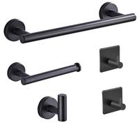 Ensemble d'accessoires de barre porte-serviettes pour hôtel et appartement, moderne et écologique, en acier inoxydable noir mat, mural, 5 pièces pour salle de bain