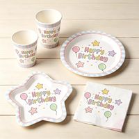 Nouvel ensemble de vaisselle jetable personnalisé Lanweier pour fête d'anniversaire avec assiettes et serviettes