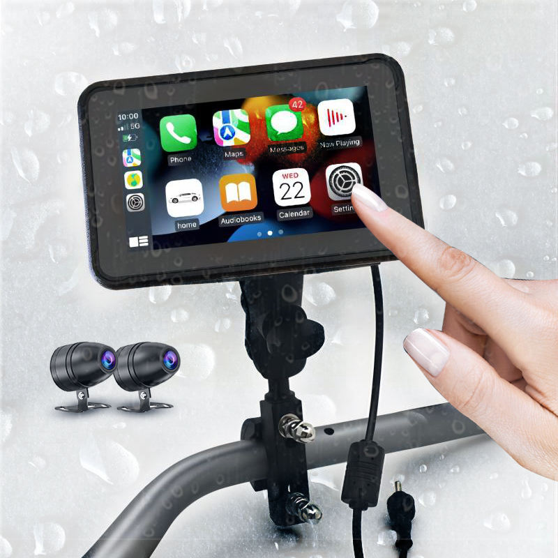 Schermo Wireless Carplay Per Moto Hikity - 5 Pollici Touchscreen | Navigatore GPS Impermeabile IP67 Con Android Auto - Foto 6