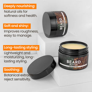 private label Men's Beard Softener Butter Hydrates Coarse Beard Soothes Skin with Cocoa Butter Almond <b>Oil</b> organic beard <b>oil</b> Balm - Product Image 5