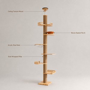 <span class=keywords><strong>Arbre</strong></span> à <span class=keywords><strong>chat</strong></span> en bois massif du sol au plafond, grande tour pour <span class=keywords><strong>chat</strong></span> avec lit pour <span class=keywords><strong>chat</strong></span>, plateforme de saut, griffoir en sisal - Product Image 3