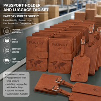 Lot de porte-passeports de voyage personnalisés en cuir PU, multicolores, avec porte-cartes d'embarquement et étiquette de bagage – Vente en gros à prix abordable