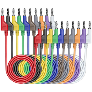 Cables de prueba apilables con conector tipo banana y pinza de cocodrilo para multímetro, doble <span class=keywords><strong>cable</strong></span> de silicona de 4 mm, <span class=keywords><strong>cable</strong></span> de cobre para pruebas eléctricas, 1000V 15A 1M - Product Image 2