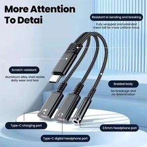 3IN1ชนิด <span class=keywords><strong>C</strong></span> สายอะแดปเตอร์เสียง3.5mm AUX Converter สำหรับหูฟังชาร์จสำหรับ <span class=keywords><strong>iPhone</strong></span> 17 Samsung Type <span class=keywords><strong>C</strong></span> เพื่อ Dual Type <span class=keywords><strong>C</strong></span> Splitter - Product Image 3