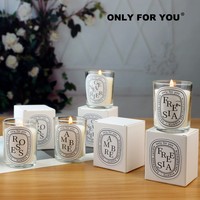 Anpassbares Logo Handgemachte Moderne Duftkerze Lavendel/Rosen/Amber Zylindrisches Transparentes Glasgefäß Soja/Kokoswachs Geschenkset