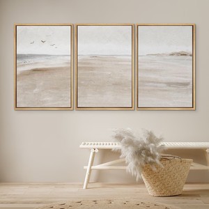 Pintura al óleo de paisaje marino natural con textura minimalista abstracto hecho a mano personalizado enmarcado flotante moderno para pared de oficina de Hotel en casa - Product Image 4