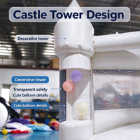 Château gonflable commercial blanc avec toboggan et piscine à balles, ensemble d'équipements de jeu souple en PVC de haute qualité, très demandé pour enfants