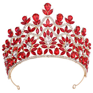 2026 yeni varış yüksek kalite kristal Rhinestone parti saç taç renkli düğün Tiara gelin kraliçe prenses balo kadınlar için - Product Image 2