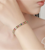 Bracelet tennis rectangulaire en tourmaline naturelle, argent sterling 925, bijou de luxe exquis et tendance, cadeau pour femme