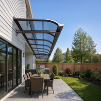 Auvent de terrasse cantilever en aluminium avec toit en polycarbonate, imperméable, fixé au mur, abri extérieur pour salle à manger dans la cour de villa