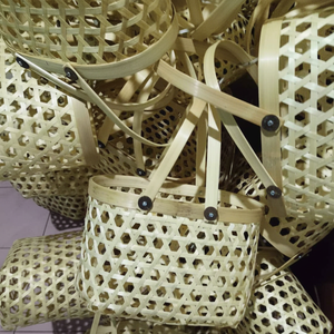 Cesta de bambú natural para picnic, viajes, camping y presentación de comida al aire libre - Product Image 1