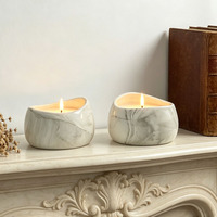 Bol à bougie en céramique à motif marbré, diffuseur d'arômes, pot de bougie style pierre, porte-bougie pour la décoration de la maison, cadeau d'hôtel, OEM ODM, logo personnalisé