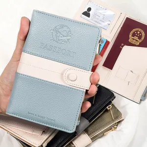 Pochette de passeport de haute qualité porte-cartes en cuir PU, porte-passeport bloquant RFID