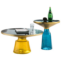 Nordique moderne en acier inoxydable Rose or Table d'appoint dessus en verre Table ronde pour salon thé Table basse chambre meubles