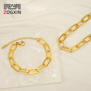 Zogxin Geometric Chain Bracelet Gold 18k Stainless Steel Unisex Jewelry - Product Image 1