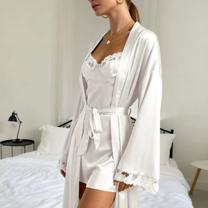 Conjunto <span class=keywords><strong>de</strong></span> Pijama y Bata <span class=keywords><strong>de</strong></span> Seda Satén Elegante Ruso, Primavera 2026, Superventas, Holgado, para el Hogar - Product Image 5