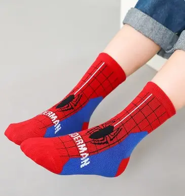 Hot-selling Unisex Cute Cartoon Children Spiderman Socks Custom Cotton Crew Popular Kids Sock Wholesale