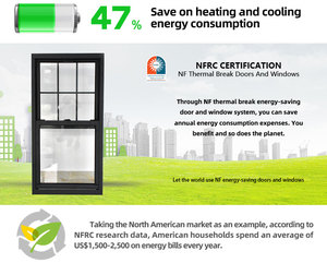 หน้าต่างบานเลื่อนคู่แบบแนวตั้งสีดำ ป้องกันพายุเฮอริเคน ได้รับการรับรองมาตรฐาน NFRC จาก Lowes - Product Image 6