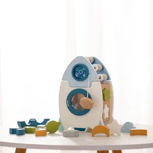 2023 Nieuwe Ontwerp 5 In 1 Houten Raket Cognitief Babyspeelgoed Montessori Educatief Speelgoed Met Cpc