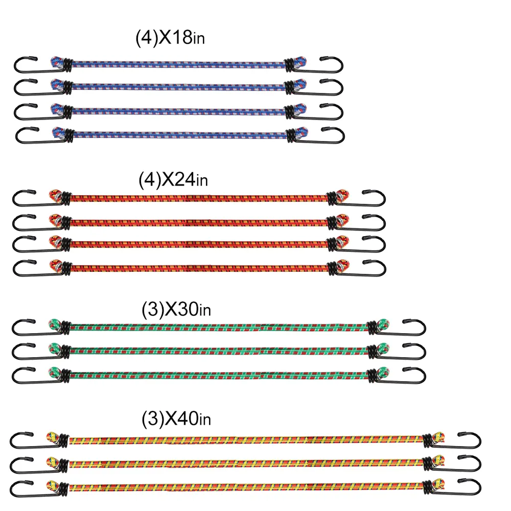 Fabrieksprijs 14 Stuks Bungee Koorden Set Met Haken Elastische Bungee Koorden Touw