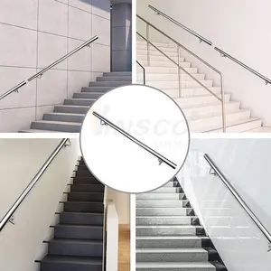 SUS304 316 Modern Staircase Kit 33.7mm 38mm 40mm 42mm 44mm 2'' Dia Stainless Steel Stair Tubular Tube Pipe Handrail For Elevator