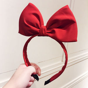 Diadema con lazo rojo y orejas, de lentejuelas de dibujos animados y forro polar de cordero, para lavarse la cara, fiestas infantiles y actuaciones - Product Image 2