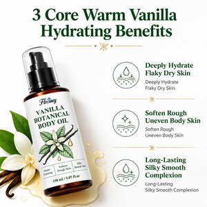 Huile Corporelle Végétale Pressée à Froid à la <span class=keywords><strong>Vanille</strong></span>, Hydratation Profonde, Légère et Non Grasse, Marque Privée OEM, Logo Personnalisé, Vente en Gros - Product Image 4