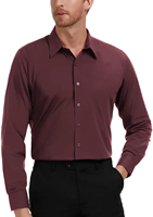Kemeja Pria Lengan Panjang Warna Solid Formal Bisnis Kantor Anti Kusut Kerah Kancing Baju Kerja