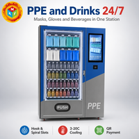 Distributeur automatique de masques, gants et boissons, écran tactile 22 pouces, refroidissement 3-20°C, paiement QR, 4G WiFi, direct usine