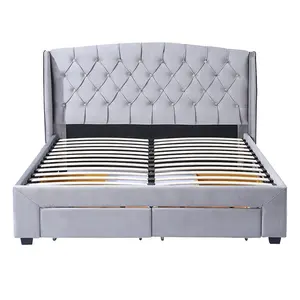 नि: शुल्क नमूने गुच्छेदार कपड़े डबल बिस्तर समायोज्य जुड़वां फ्रेम रानी एकल अमेरिकी राजा आकार गैस लिफ्ट बिस्तर